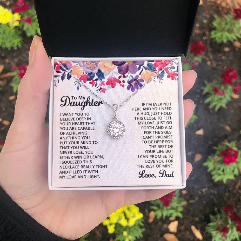 To My Daughter Necklace - Best Proud Dad Jewelry Gift for Daughter’s Special Days & Celebrations - Eternal Hope Necklace - Personalize Memories