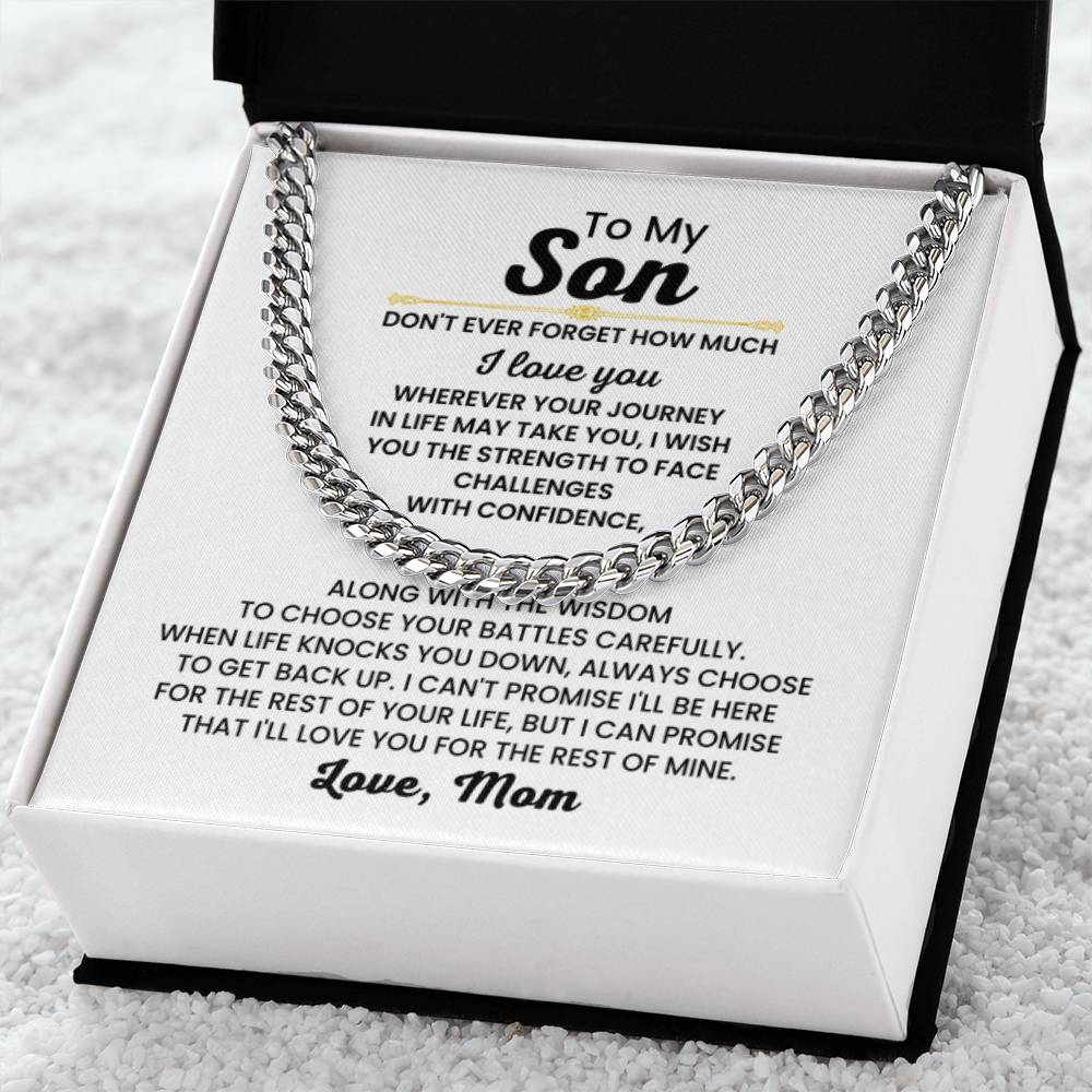 To My Son Necklace – Gift for Son from Mom – Cuban Link Chain - Personalize Memories