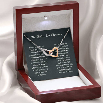 No Rain, No Flowers Gift for Her - Interlocking Hearts Necklace - Personalize Memories