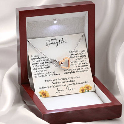Beautiful Gift for Daughter from Mom - You're my sunshine - Interlocking Hearts Necklace - Personalize Memories