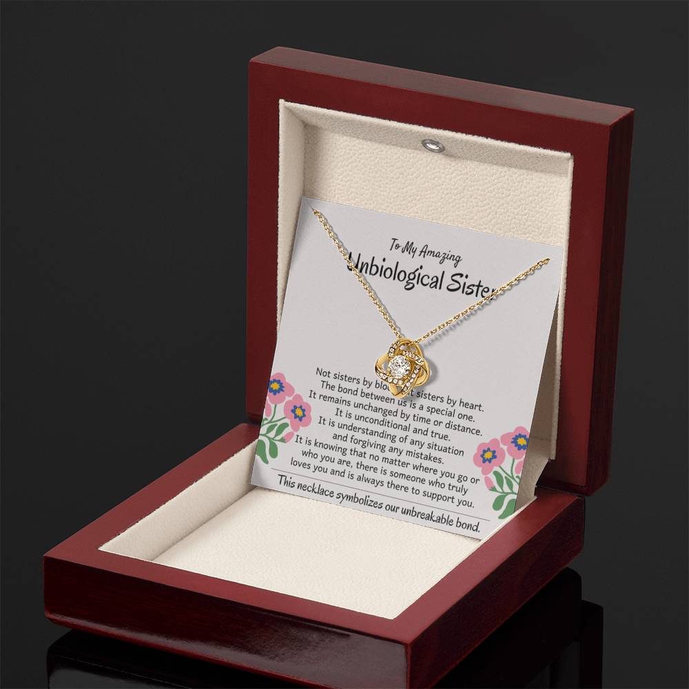 To My Amazing Unbiological Sister - The bond between us is a special one - Love Knot Necklace - Personalize Memories