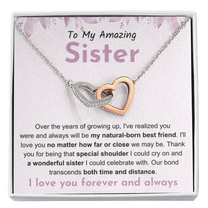To My Amazing Sister - Interlocking Hearts Necklace - Gift for Sister - Personalize Memories