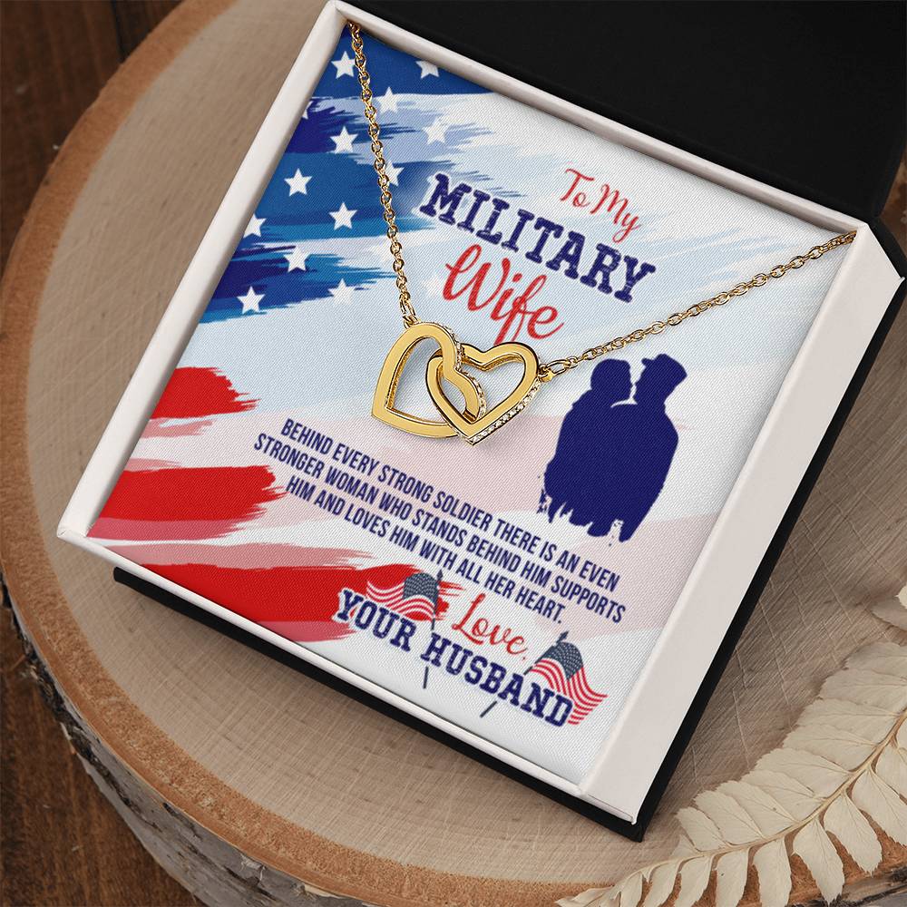 To My Military Wife from Husband - Interlocking Hearts Necklace - Personalize Memories