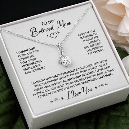 To My Beautiful Mom - I Thank God Every Day for Giving Me You - Alluring Beauty Necklace - Personalize Memories