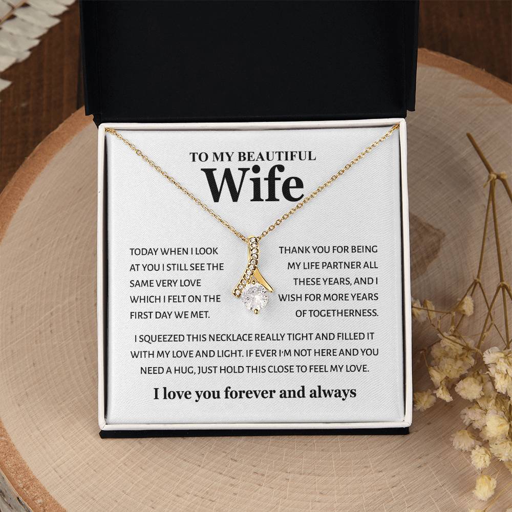 To My Beautiful Wife - Feel My Love - Alluring Beauty Necklace Gift from Husband - Personalize Memories