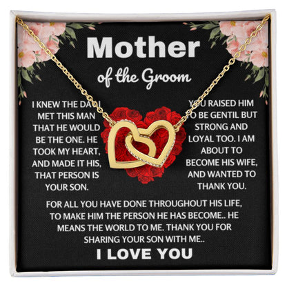 Mother of the Groom Gift - Thank you for sharing your son with me - Interlocking Hearts Necklace - Personalize Memories