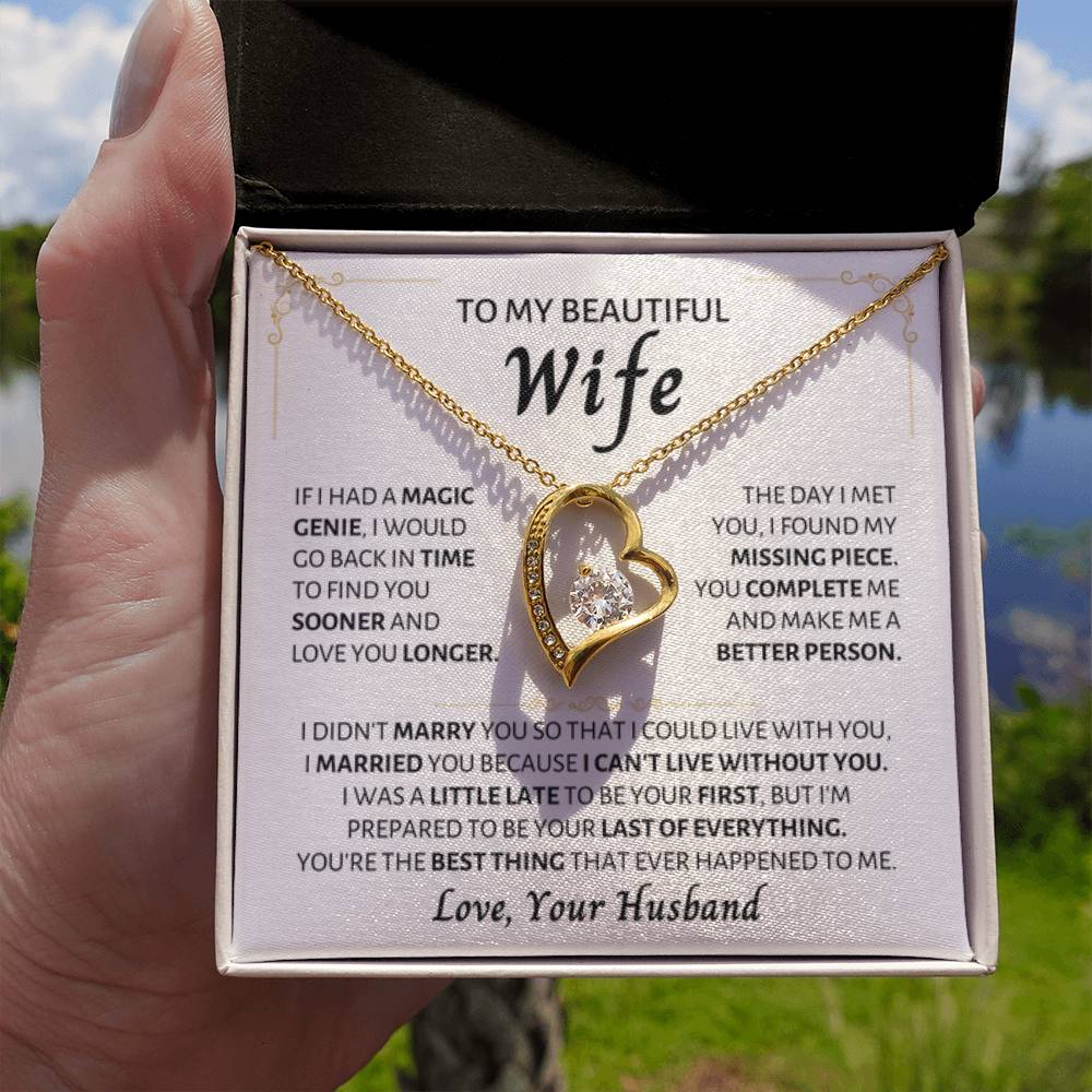 To My Beautiful Wife Necklace - Emotional Jewelry for Wife from Husband to Celebrate Love on Valentine’s Day & Beyond - Forever Love Necklace - Personalize Memories