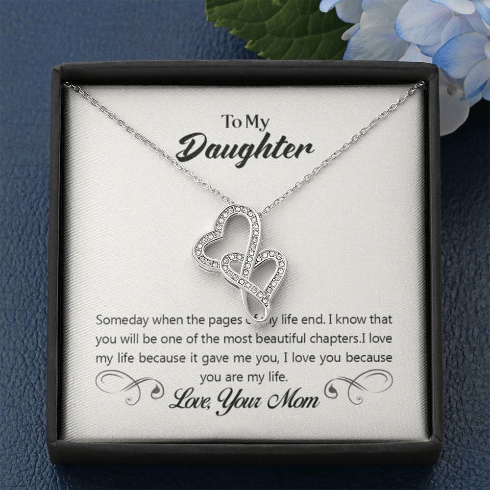 To My Daughter Necklace - Sentimental Jewelry Gift from Mom for Graduation & Life Achievements - Heart-to-heart Necklace - Personalize Memories