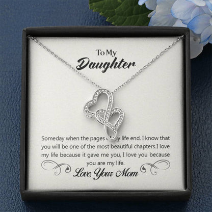 To My Daughter Necklace - Sentimental Jewelry Gift from Mom for Graduation & Life Achievements - Heart-to-heart Necklace - Personalize Memories