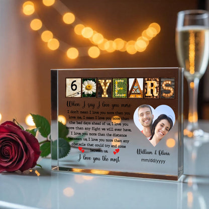 60th Year Anniversary Gift - Personalized Acrylic Block - 60th Anniversary Photo Present for Couples, When I Say I Love You More Personalize Memories