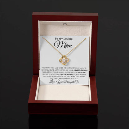 To My Loving Mom - I'm Forever Grateful - Love Knot Necklace Gift from Daughter - Personalize Memories