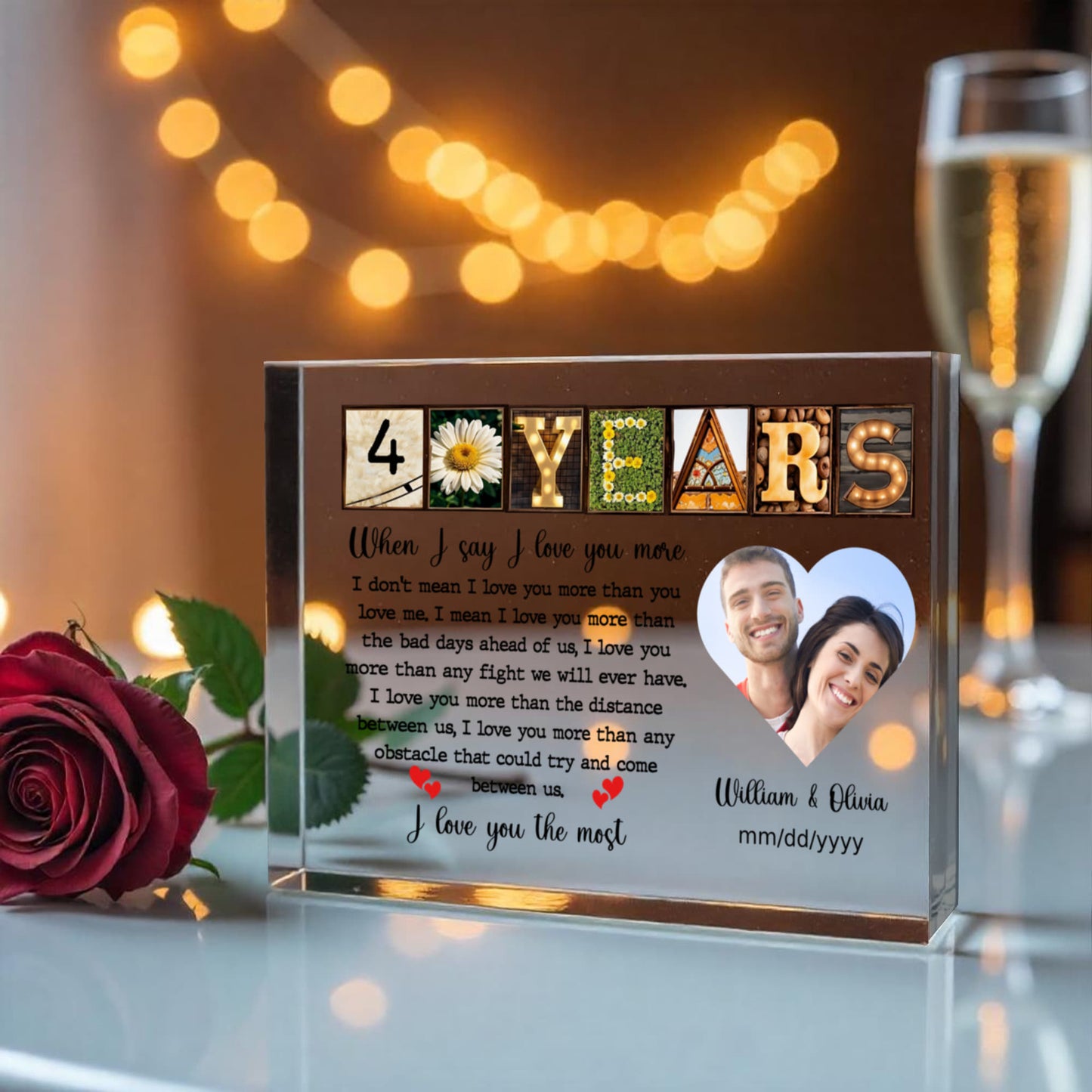 40th Year Anniversary Gift - Personalized Acrylic Block - 40th Anniversary Photo Present for Couples, When I Say I Love You More Personalize Memories