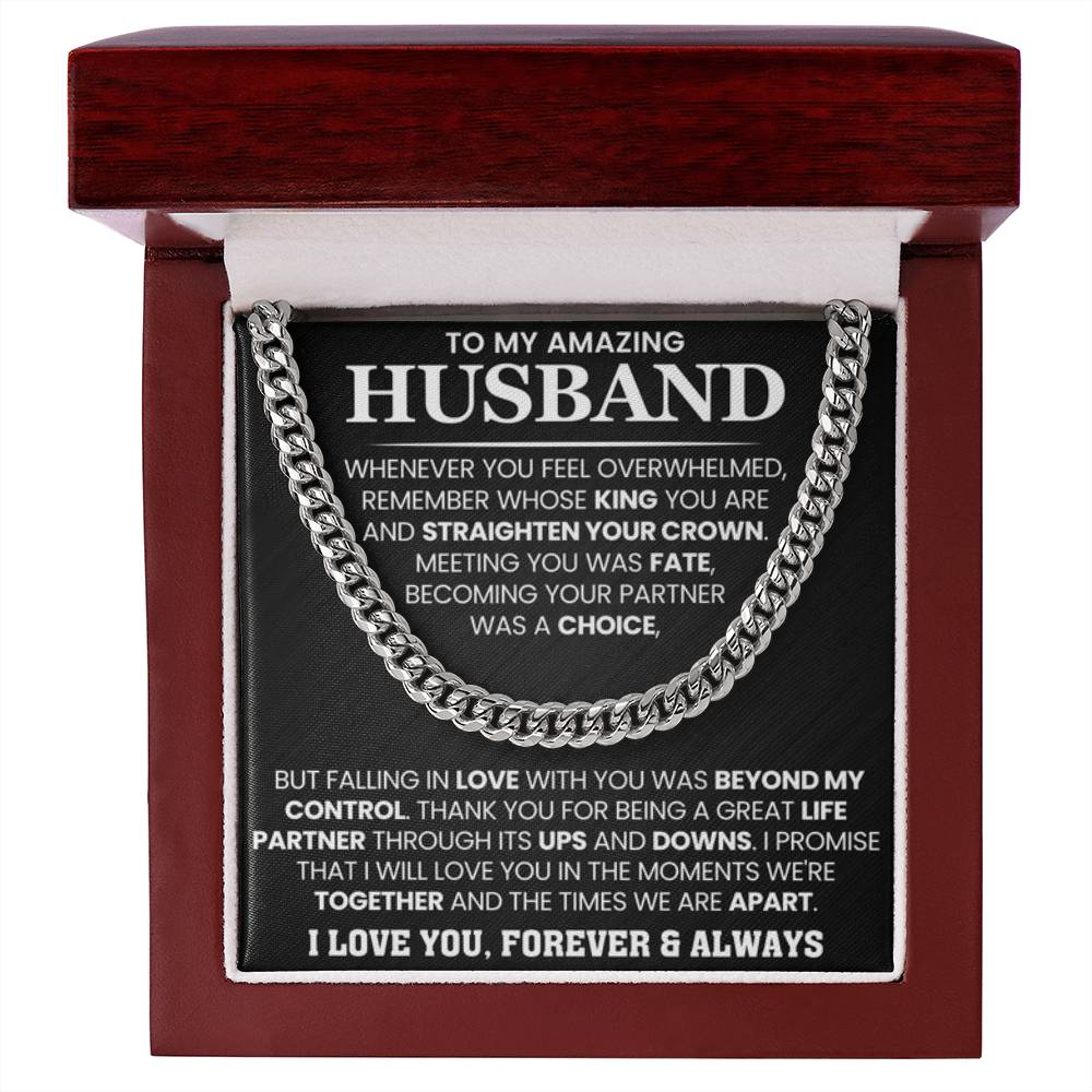To My Husband – Cuban Link Chain – Anniversary & Birthday Gift from Wife - Personalize Memories