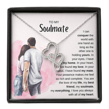 To My Soulmate Necklace - Unique Soulmate Gift for Her for Birthdays & Surprise Moments - Heart-to-heart Pendant Necklace - Personalize Memories
