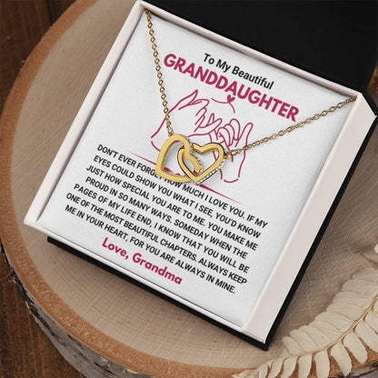 To My Granddaughter Necklace – Birthday, Graduation Jewelry for Granddaughter from Grandma – Interlocking Hearts Necklace - Personalize Memories