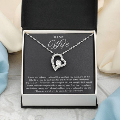 To My Wife Necklace - Romantic Everyday Jewelry Gift from Husband for Birthday, Valentine’s Day & Just Because - Forever Love Necklace - Personalize Memories