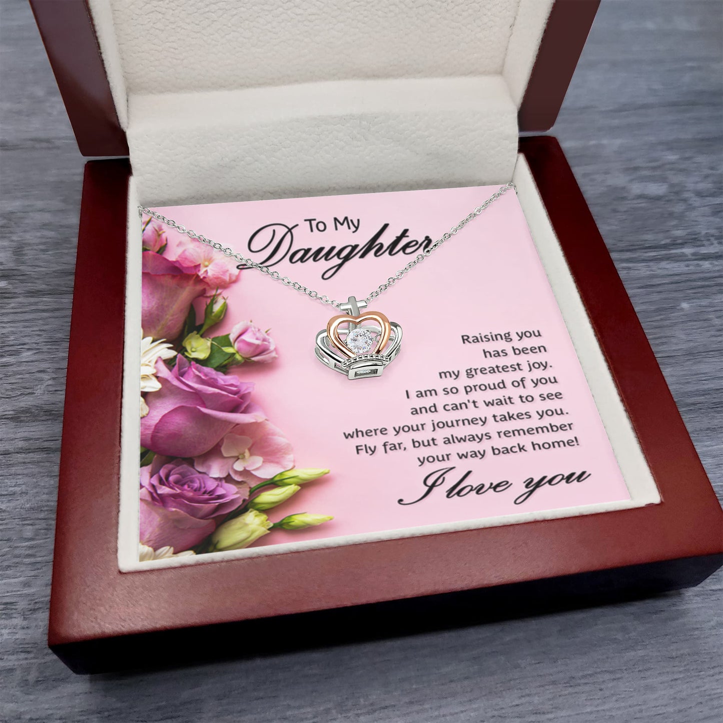 To My Daughter Necklace – Mother Daughter Jewelry Gift – Crown Pendant Necklace - Personalize Memories