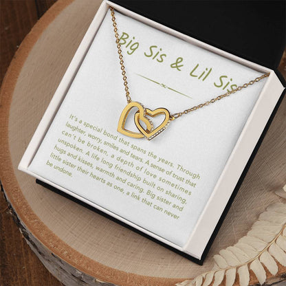 Big Sis & Lil Sis Necklace - Gift for Sisters - Interlocking Hearts Necklace - Personalize Memories