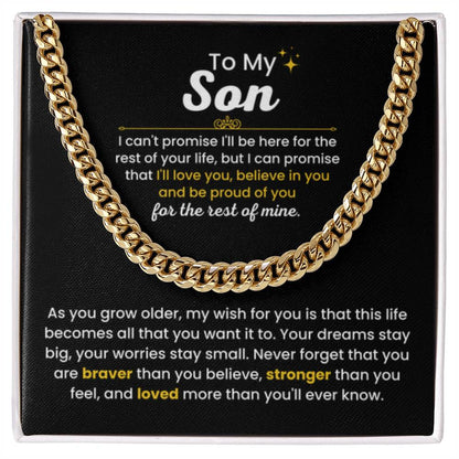 To My Son - I Believe in you - Chain Link Chain from Parents - Personalize Memories