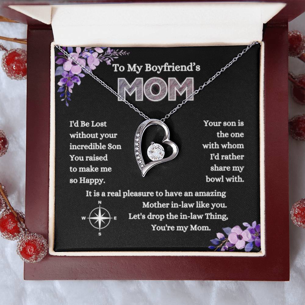 To My Boyfriend's Mom - I'd Be Lost Without Your Incredible Son - Forever Love Necklace - Sentimental Gift for MIL - Personalize Memories
