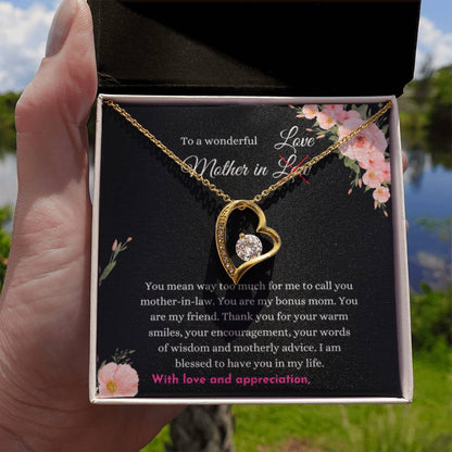 Mother In Law Gift from Daughter In Law - I am blessed to have you in my life - Forever Love Necklace - Personalize Memories