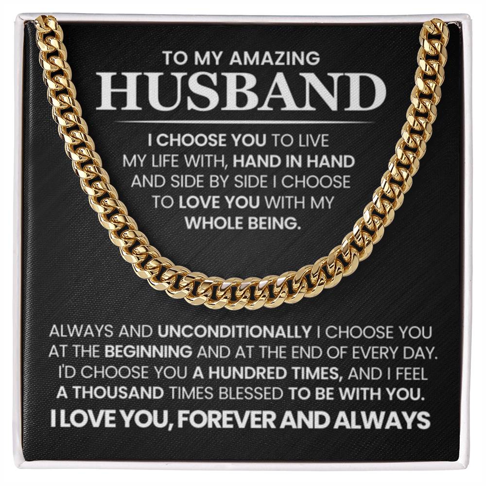Gift for Husband from Wife - I Choose You - Cuban Link Chain - Personalize Memories