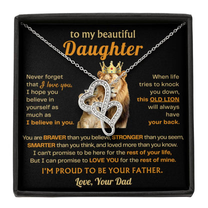 To My Daughter Necklace - Best Gift for Daughter from Dad - Heart-to-heart Pendant Necklace - Personalize Memories
