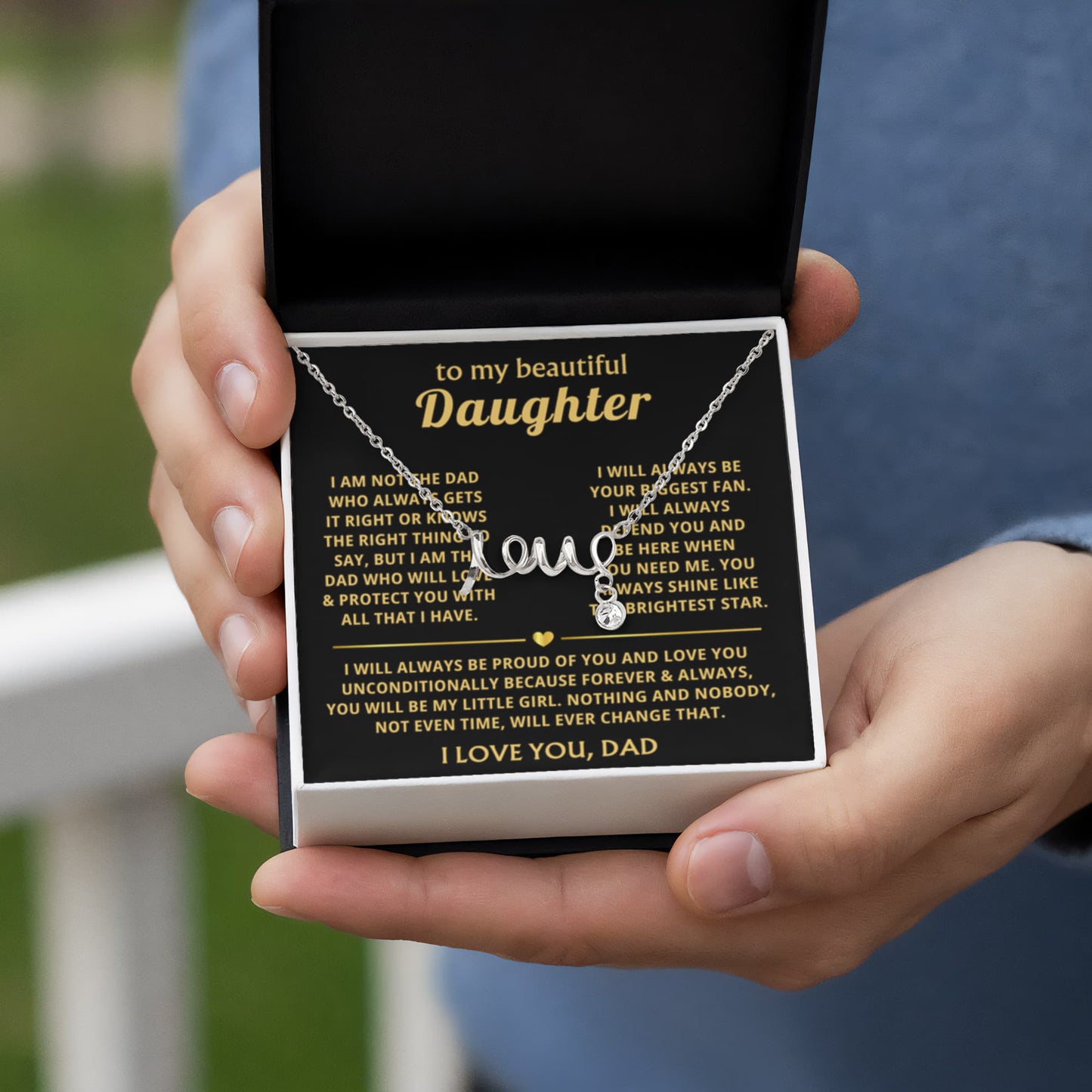 To My Daughter - I will always be proud of you - Scripted Love Necklace from Dad - Personalize Memories
