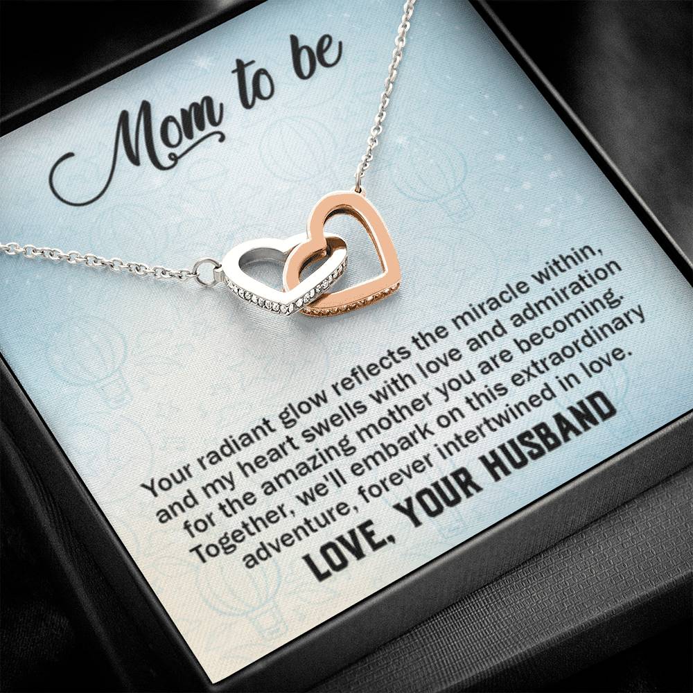 To a wonderful first time Mom - New Mom Gift - Interlocking Hearts Necklace - Personalize Memories
