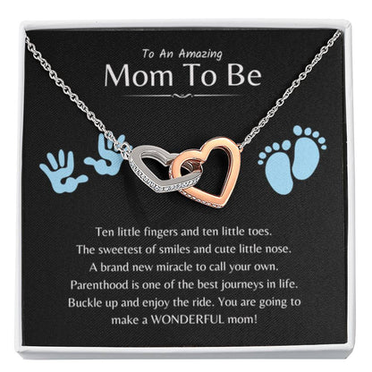 To an Amazing Mom To Be - Wonderful Mom To Be - Interlocking Hearts Necklace - Personalize Memories