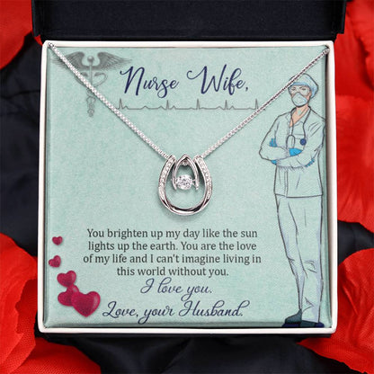 To My Nurse Wife Necklace from Husband - Sweet Romantic Gift for Every Occasion - Lucky In Love Necklace - Personalize Memories