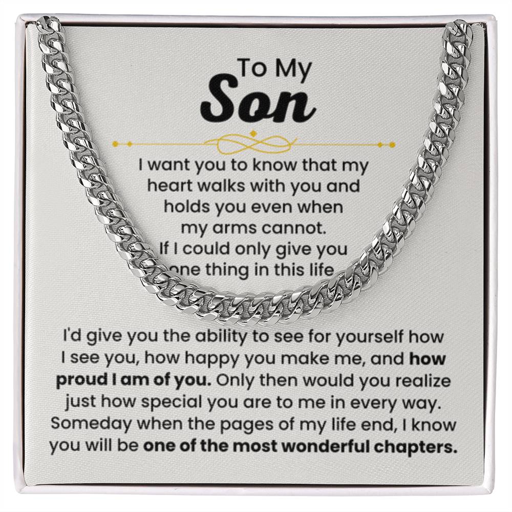 To My Son Necklace – Holiday Gift for Son Graduation – Cuban Link Chain - Personalize Memories