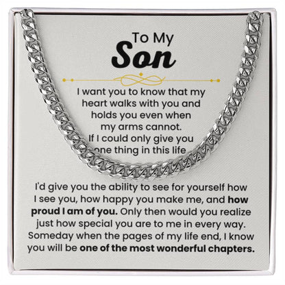 To My Son Necklace – Holiday Gift for Son Graduation – Cuban Link Chain - Personalize Memories