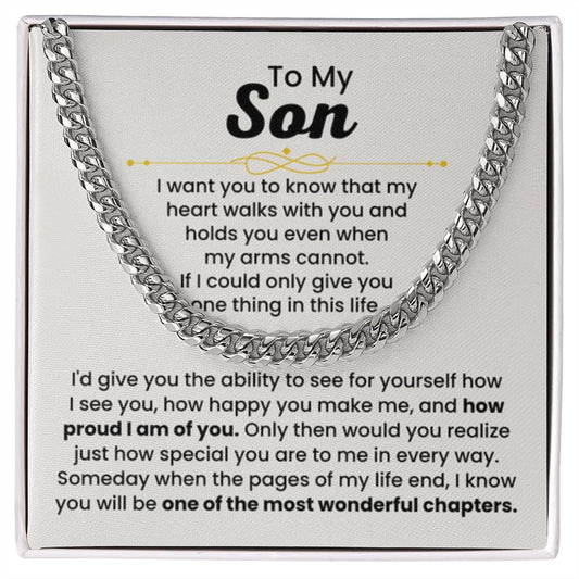 To My Son Necklace – Holiday Gift for Son Graduation – Cuban Link Chain - Personalize Memories