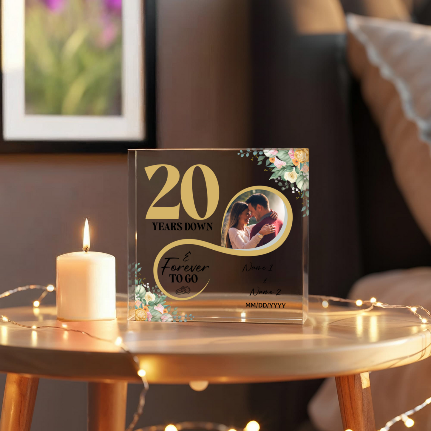 Personalized Acrylic Block, Custom Photo, Happy 20th Wedding Anniversary Gifts, Marriage Gifts, 20 Year Married Gift, Wife Husband Present