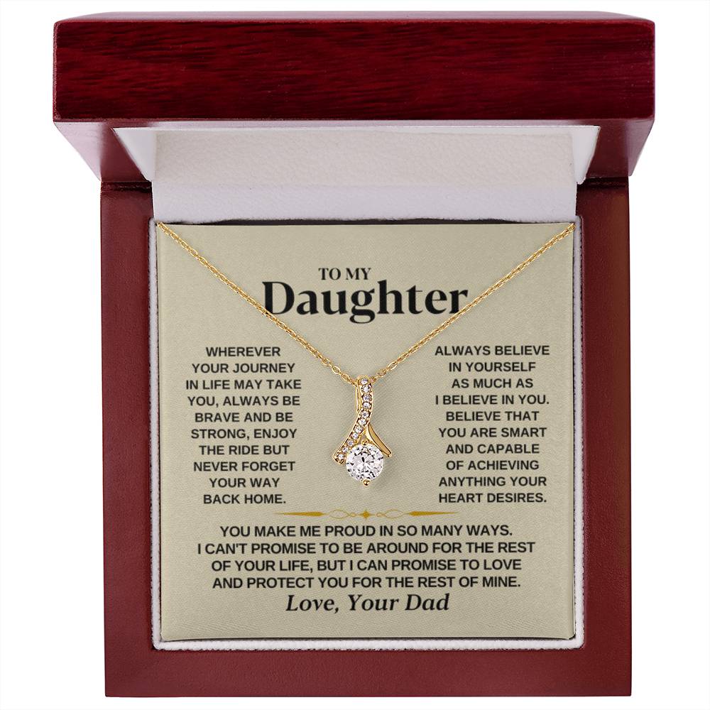 To My Daughter Necklace – Daughter Christmas Graduation Jewelry Gift from Dad – Alluring Beauty Necklace - Personalize Memories