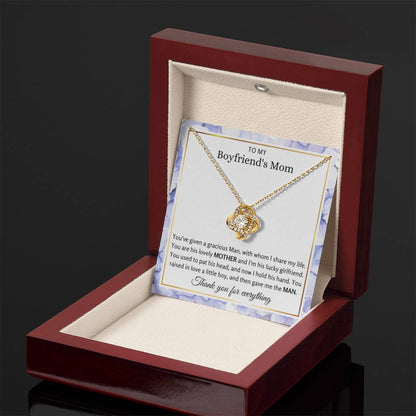 To My Boyfriend's Mom - My man raised be a queen - Love Knot Necklace - Gift for BF's Mom - Personalize Memories