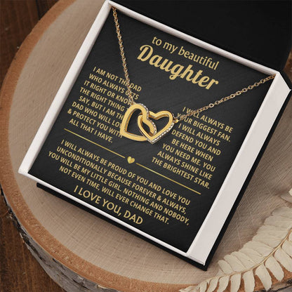 To My Daughter Necklace - Best Gift for Daughter from Dad - Interlocking Hearts Necklace - Personalize Memories