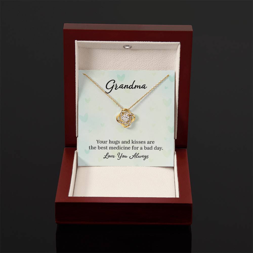 Gift for Grandma - Your Hugs and Kisses Grandma - Love Knot Necklace - Personalize Memories