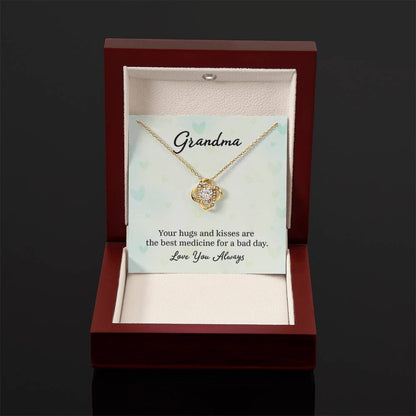 Gift for Grandma - Your Hugs and Kisses Grandma - Love Knot Necklace - Personalize Memories
