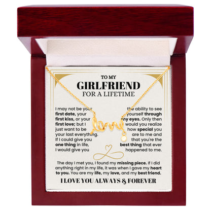 To My Girlfriend Necklace - Soulmate Jewelry Gift for Valentine’s Day, Birthday - Scripted Love Necklace - Personalize Memories
