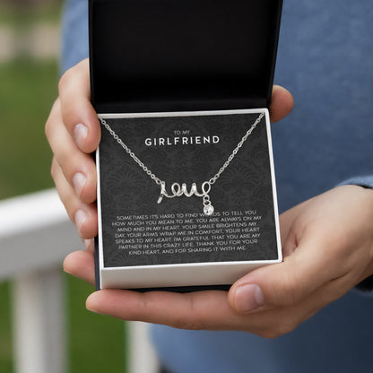 Gift for Girlfriend Necklace - Romantic Jewelry for Valentine’s Day, Birthday & Special Relationship Moments - Scripted Love Necklace - Personalize Memories