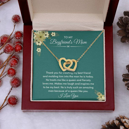 To My Boyfriend's Mom - He is truly such an amazing man - Interlocking Hearts Necklace - Bf Mom Gift - Personalize Memories