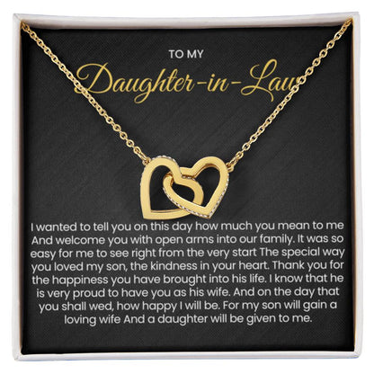 To My Daughter In Law - Gift for Daughter in Law - Interlocking Hearts Necklace - Personalize Memories