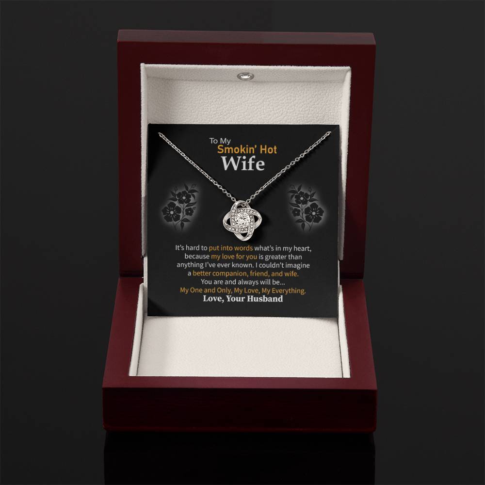 Romantic Jewelry Gift for Wife - Perfect From Husband for Birthday, Anniversary & Valentine’s Day - Love Knot Necklace - Personalize Memories