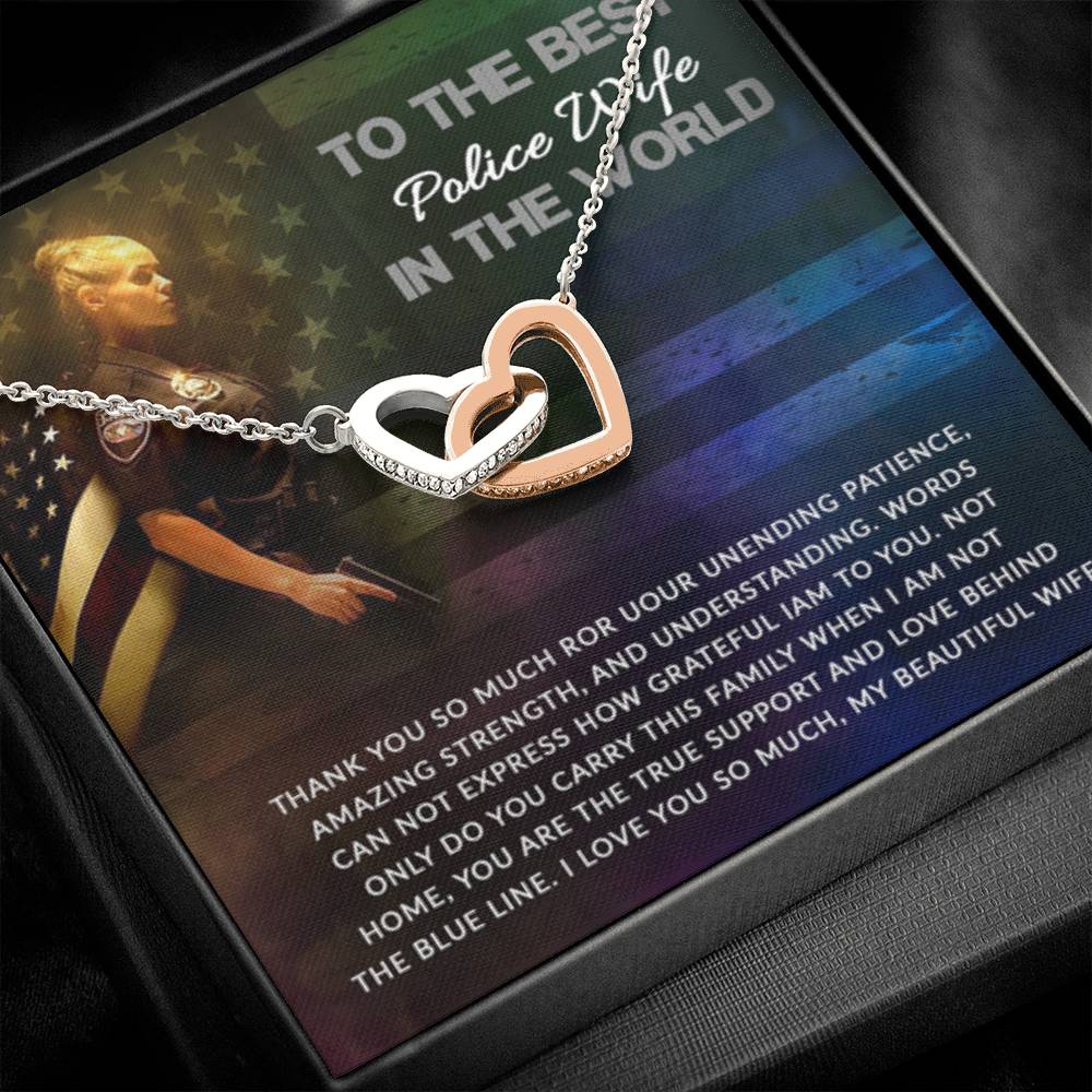 To My Beautiful Police Wife - Interlocking Hearts Necklace - Personalize Memories