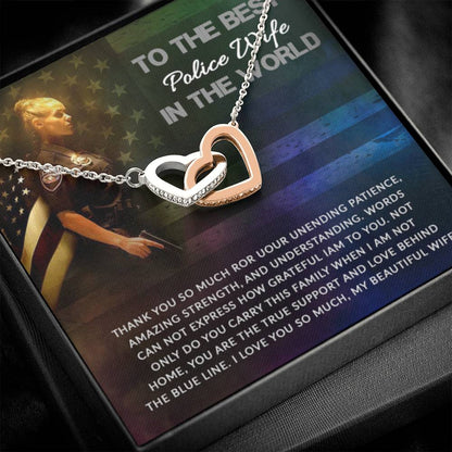 To My Beautiful Police Wife - Interlocking Hearts Necklace - Personalize Memories