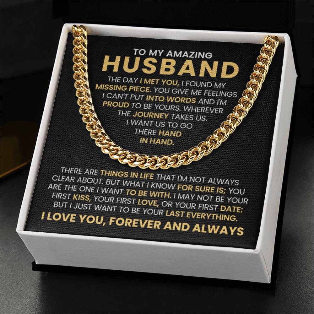 To My Husband Cuban Link Chain – Anniversary & Valentine’s Day Gift from Wife - Personalize Memories