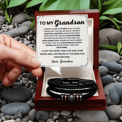 To My Grandson – Graduation, Birthday, Holiday Gift from Grandma – Love You Forever Bracelet - Personalize Memories
