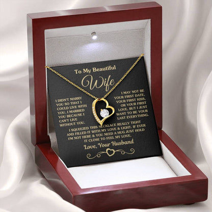 To My Beautiful Wife Necklace - Perfect Romantic Surprise from Husband for Anniversary, Birthday & Valentine’s Day - Forever Love Necklace - Personalize Memories